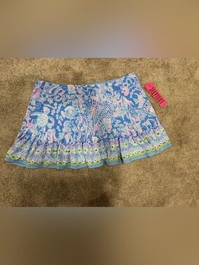 Lilly Pulitzer Light Blue & Pink Floral Mini Skirt LUXLETIC